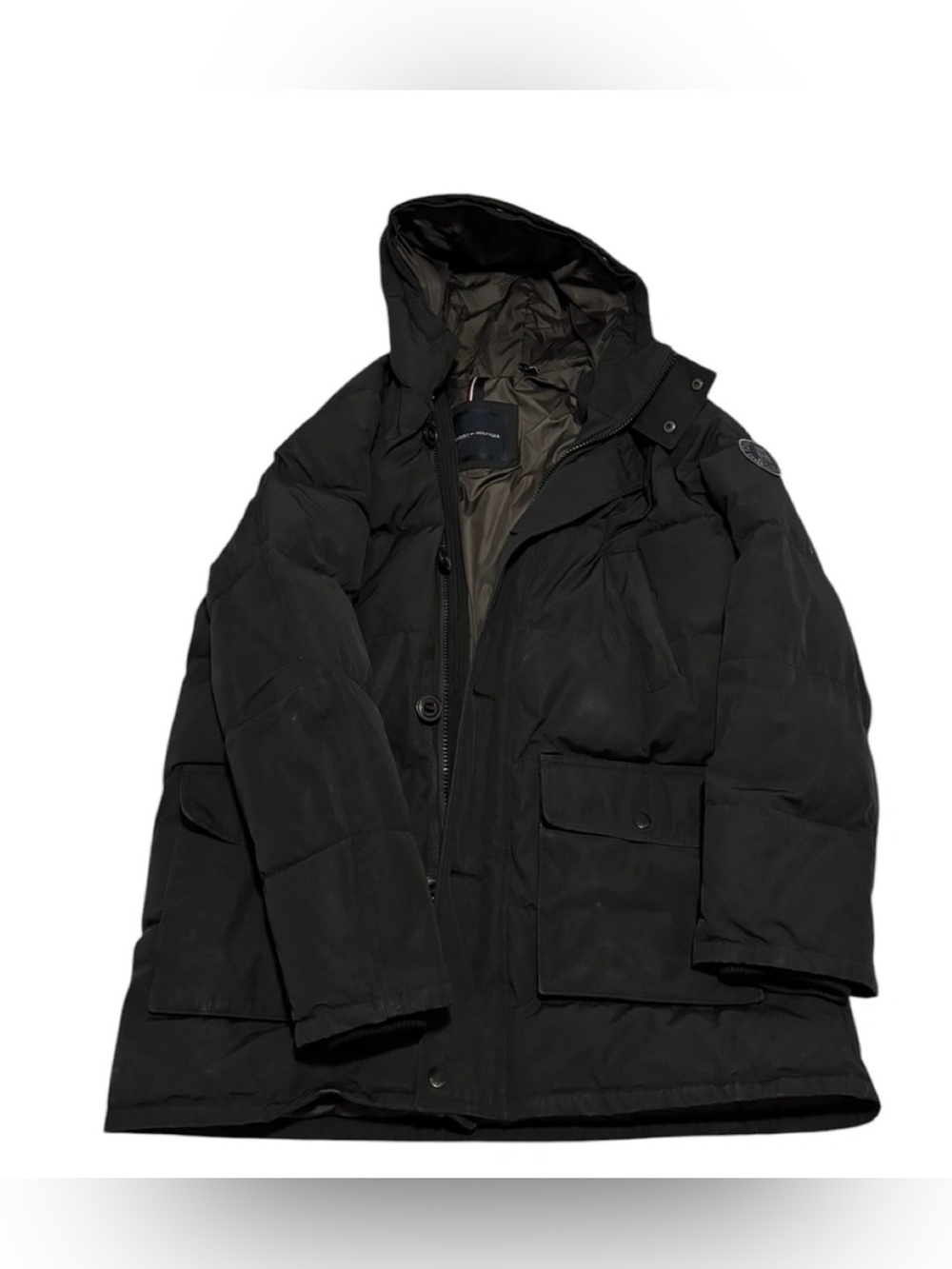 Tommy Hilfiger Men's Black Puffer Coat with Hood